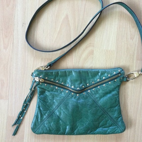Steve Madden Green Studded Crossbody Purse Fringe - Picture 1 of 12